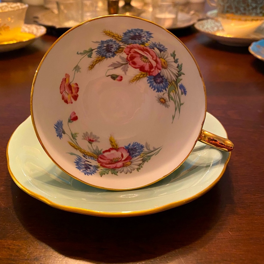 AINSLEY tea cup and Saucer.  Bone China. Made in England.